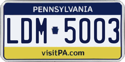 PA license plate LDM5003