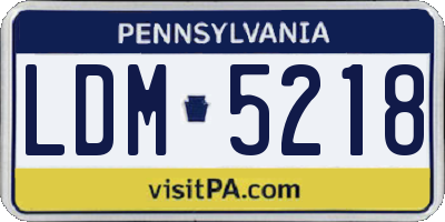 PA license plate LDM5218
