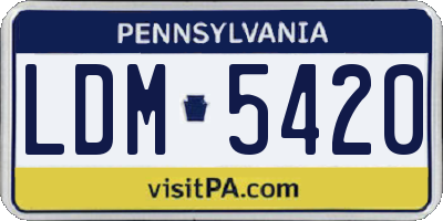 PA license plate LDM5420