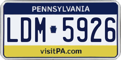 PA license plate LDM5926