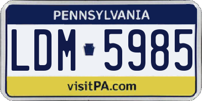 PA license plate LDM5985