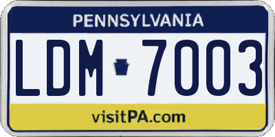 PA license plate LDM7003