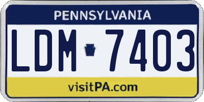PA license plate LDM7403