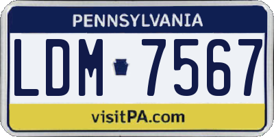PA license plate LDM7567