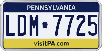 PA license plate LDM7725