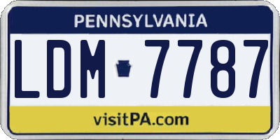PA license plate LDM7787