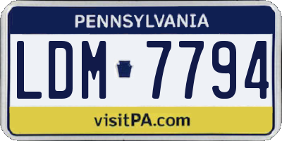 PA license plate LDM7794