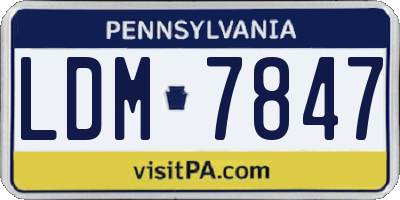 PA license plate LDM7847