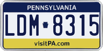 PA license plate LDM8315