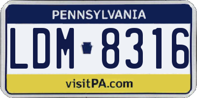 PA license plate LDM8316