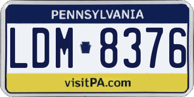 PA license plate LDM8376