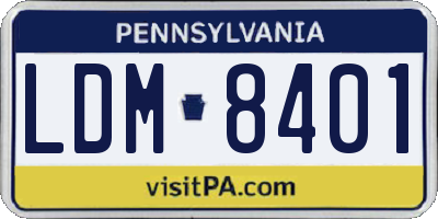 PA license plate LDM8401