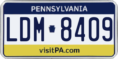 PA license plate LDM8409