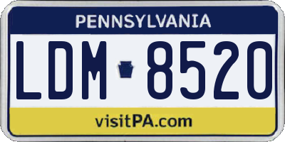 PA license plate LDM8520