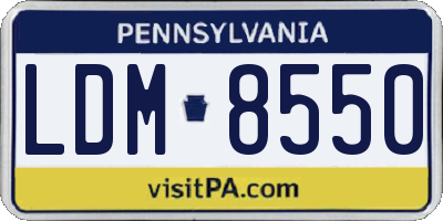 PA license plate LDM8550