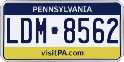 PA license plate LDM8562
