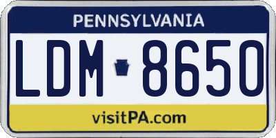 PA license plate LDM8650