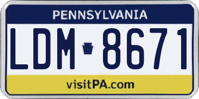 PA license plate LDM8671