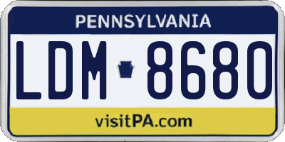 PA license plate LDM8680