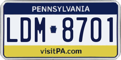PA license plate LDM8701