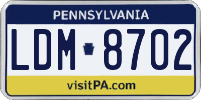 PA license plate LDM8702