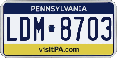 PA license plate LDM8703