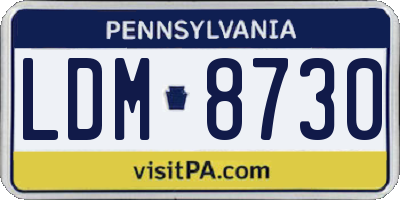PA license plate LDM8730