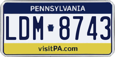PA license plate LDM8743