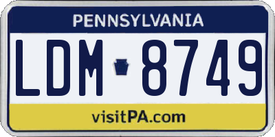 PA license plate LDM8749
