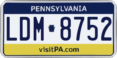 PA license plate LDM8752