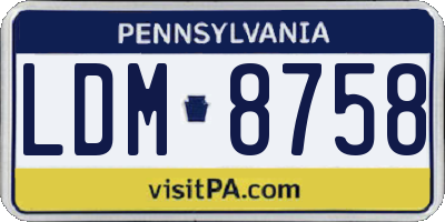 PA license plate LDM8758