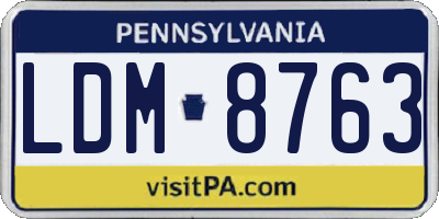 PA license plate LDM8763