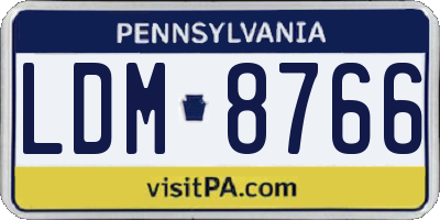 PA license plate LDM8766