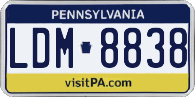 PA license plate LDM8838