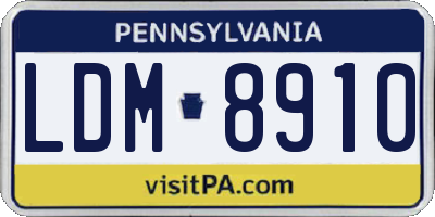 PA license plate LDM8910