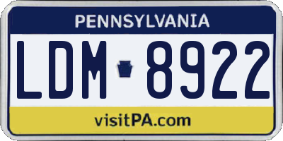 PA license plate LDM8922
