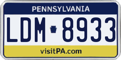 PA license plate LDM8933