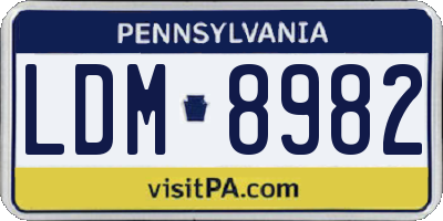 PA license plate LDM8982