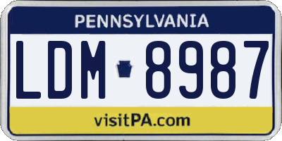 PA license plate LDM8987