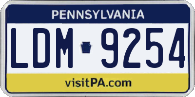 PA license plate LDM9254