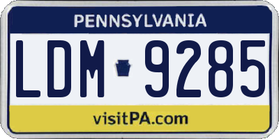 PA license plate LDM9285