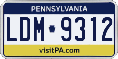 PA license plate LDM9312