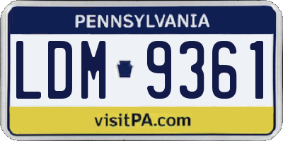 PA license plate LDM9361
