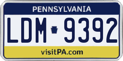 PA license plate LDM9392