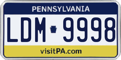 PA license plate LDM9998