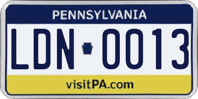 PA license plate LDN0013