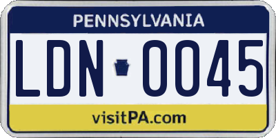 PA license plate LDN0045