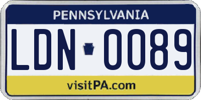 PA license plate LDN0089