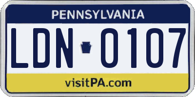 PA license plate LDN0107
