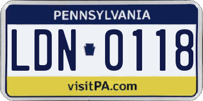 PA license plate LDN0118